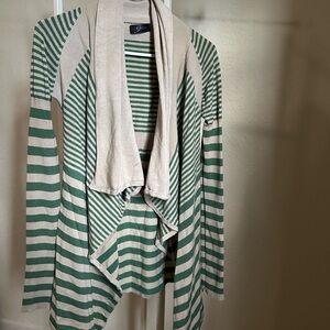 Cyrus Striped Green and Cream Sweater